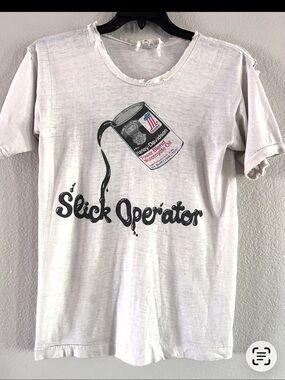 Harley-Davidson White Tee with Black 'Slick Operator' Graphic- Vintage